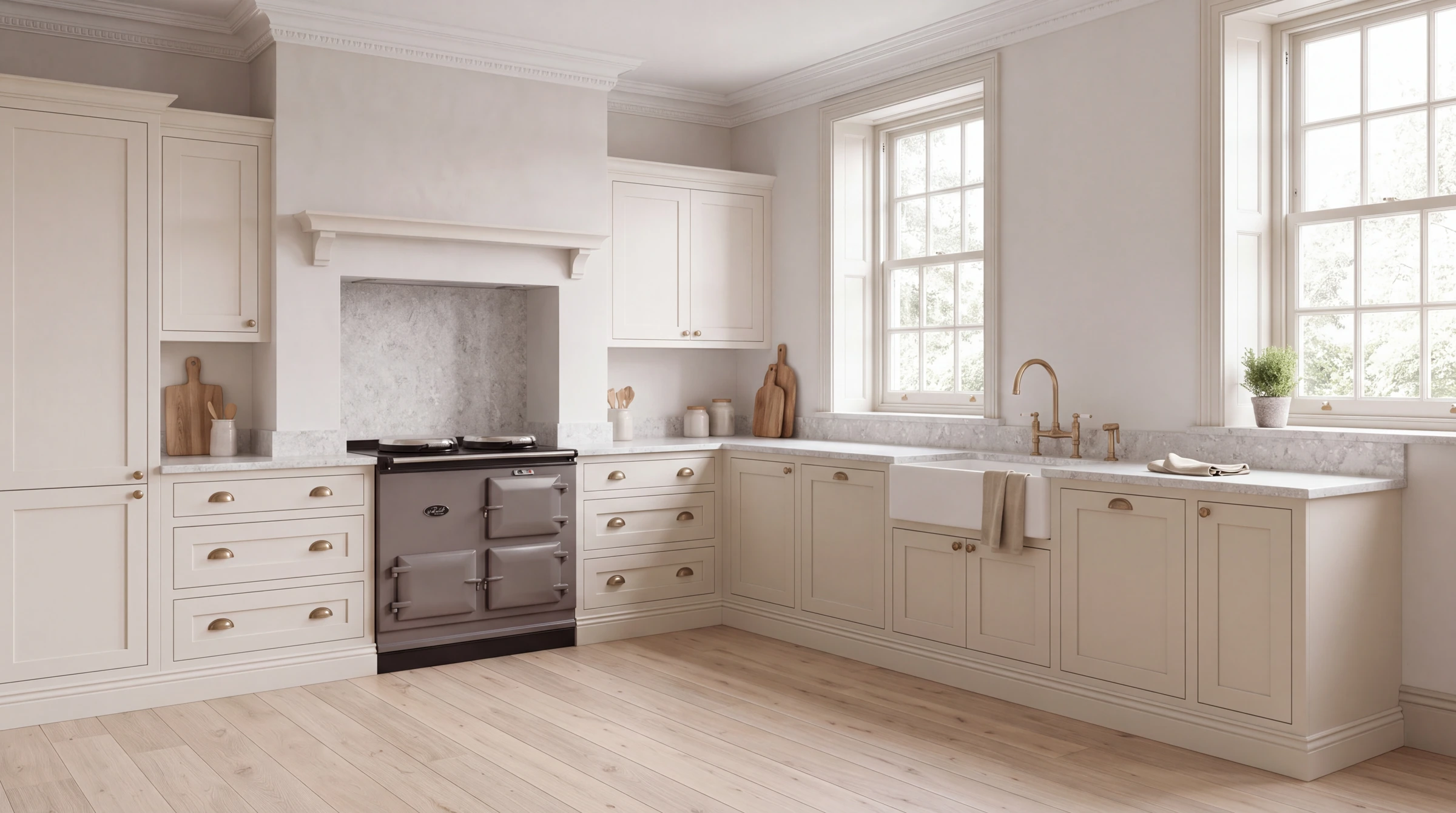 Luna Bianco Polished l-shaped kitchen, AI-generated design concept