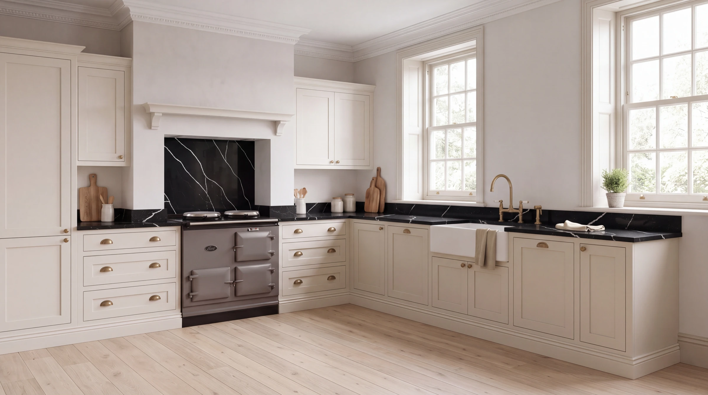 Marquina l-shaped kitchen, AI-generated design concept