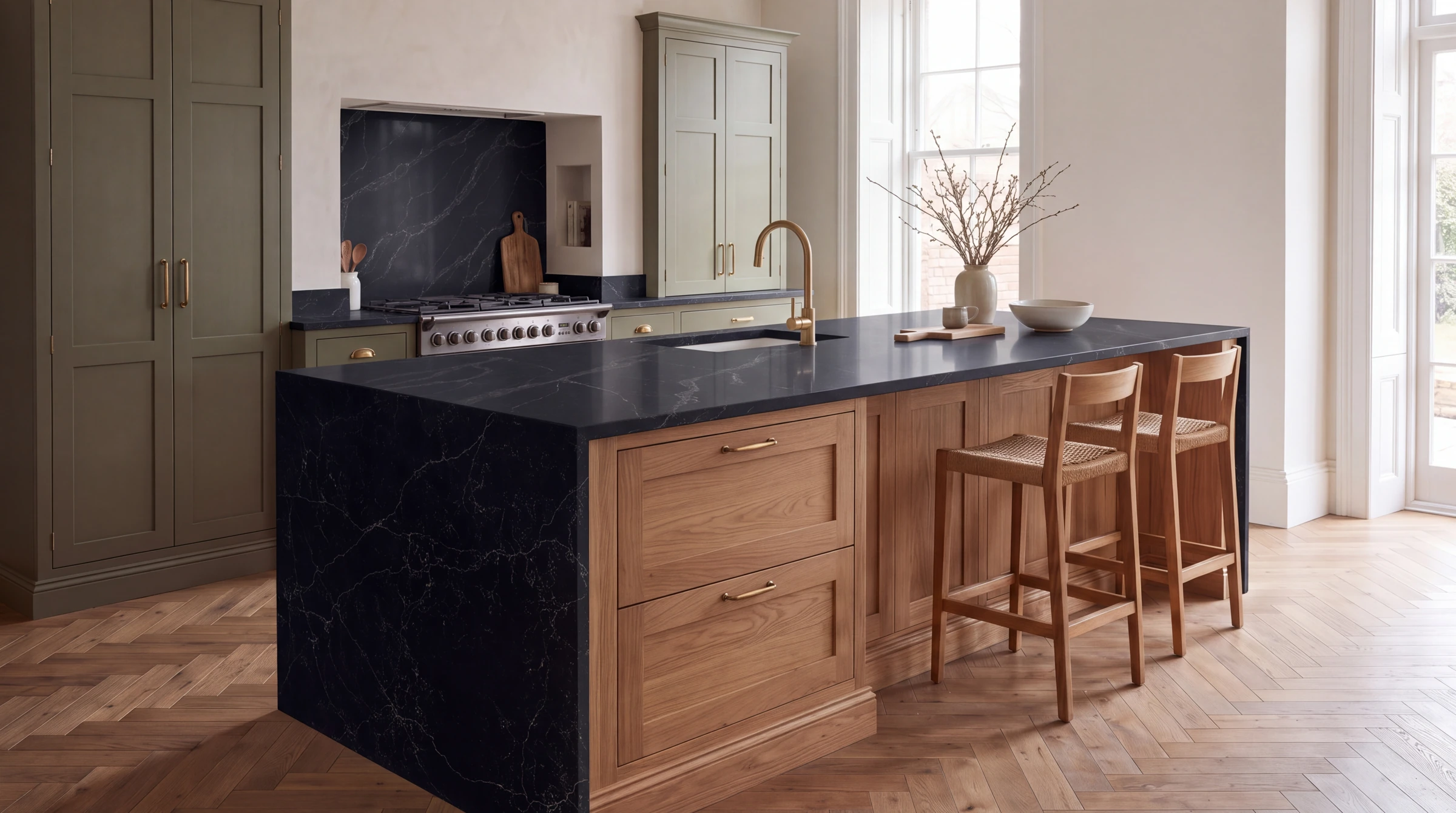 Midnight Vein kitchen island, AI-generated design concept