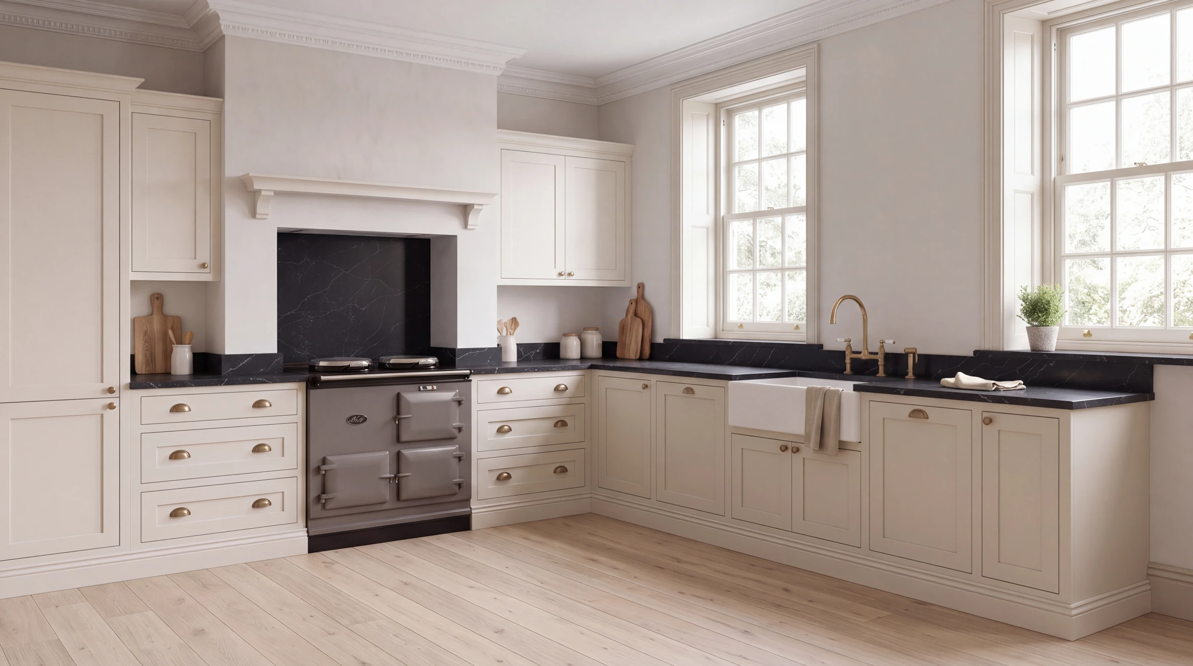 Midnight Vein l-shaped kitchen, AI-generated design concept