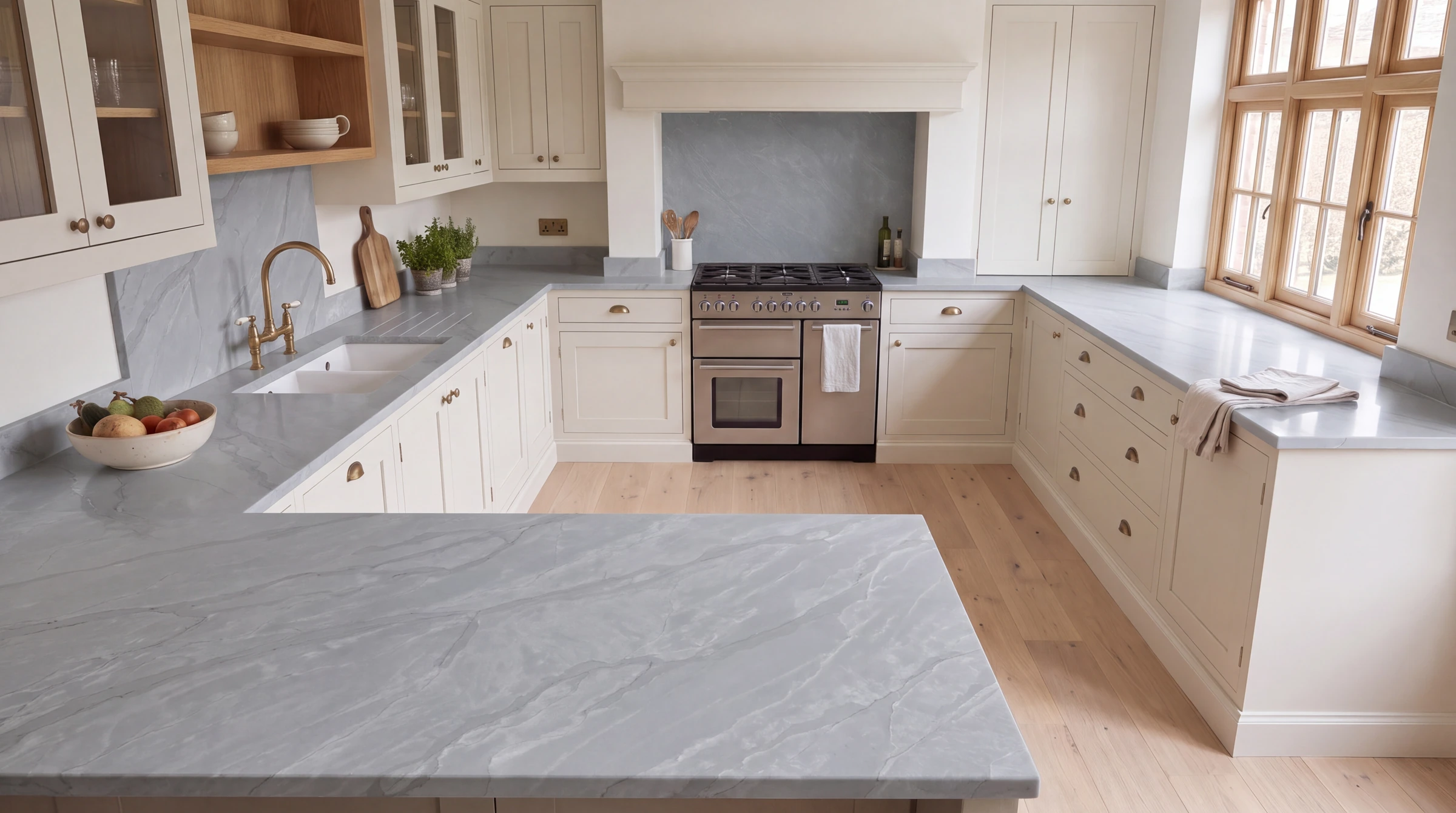 Onyx Ice u-shaped kitchen, AI-generated design concept