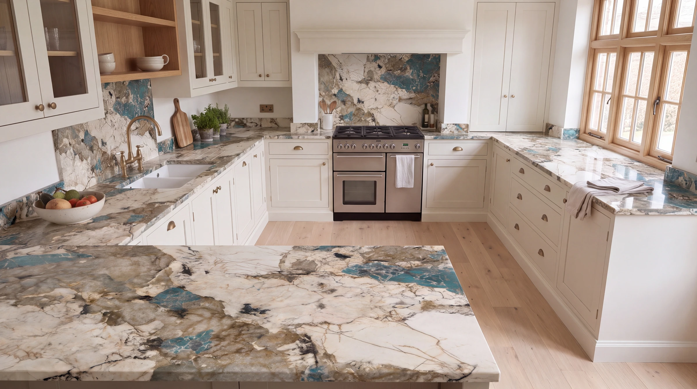Oslo 3D u-shaped kitchen, AI-generated design concept