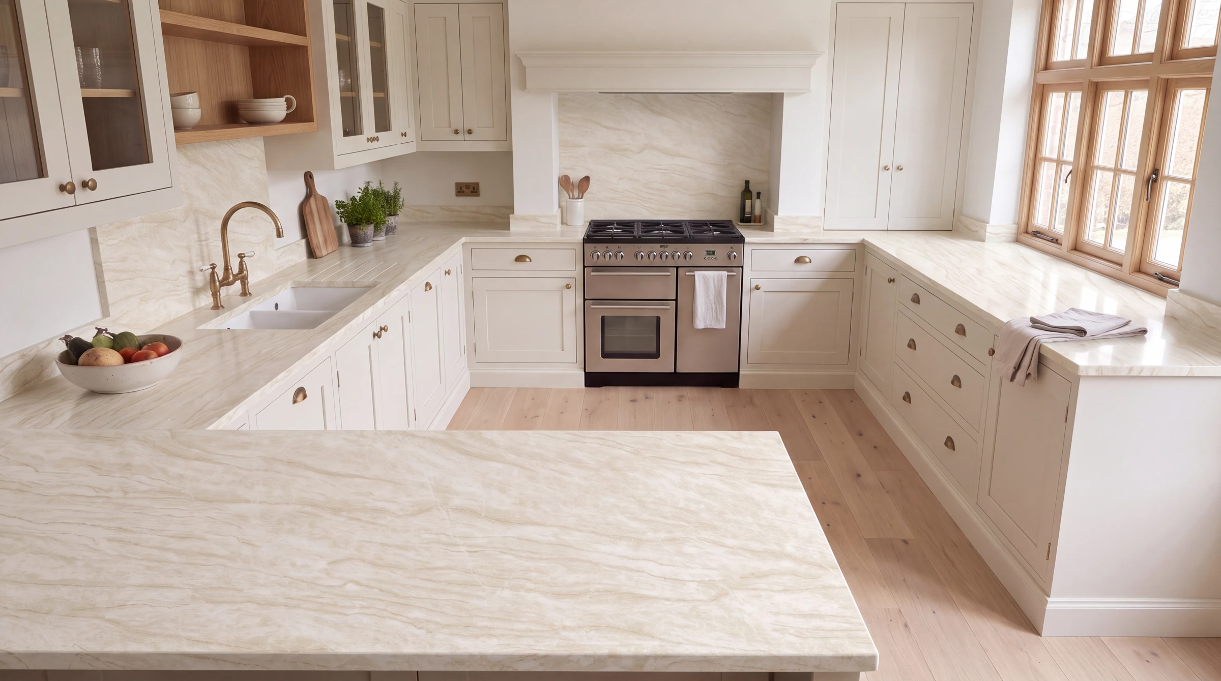 Taj Mahal 3D u-shaped kitchen, AI-generated design concept