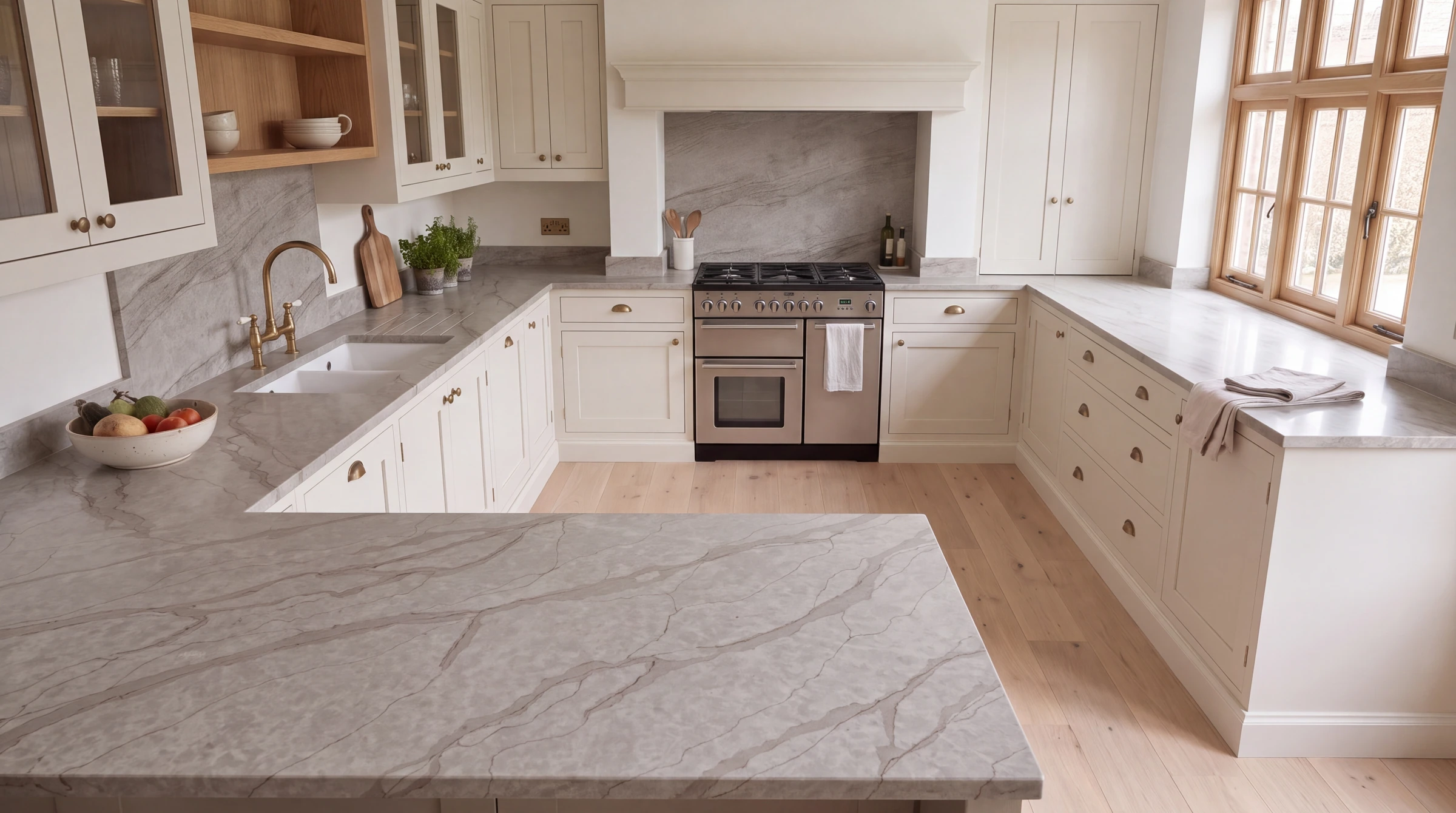 Taj Mahal Supreme 3D u-shaped kitchen, AI-generated design concept