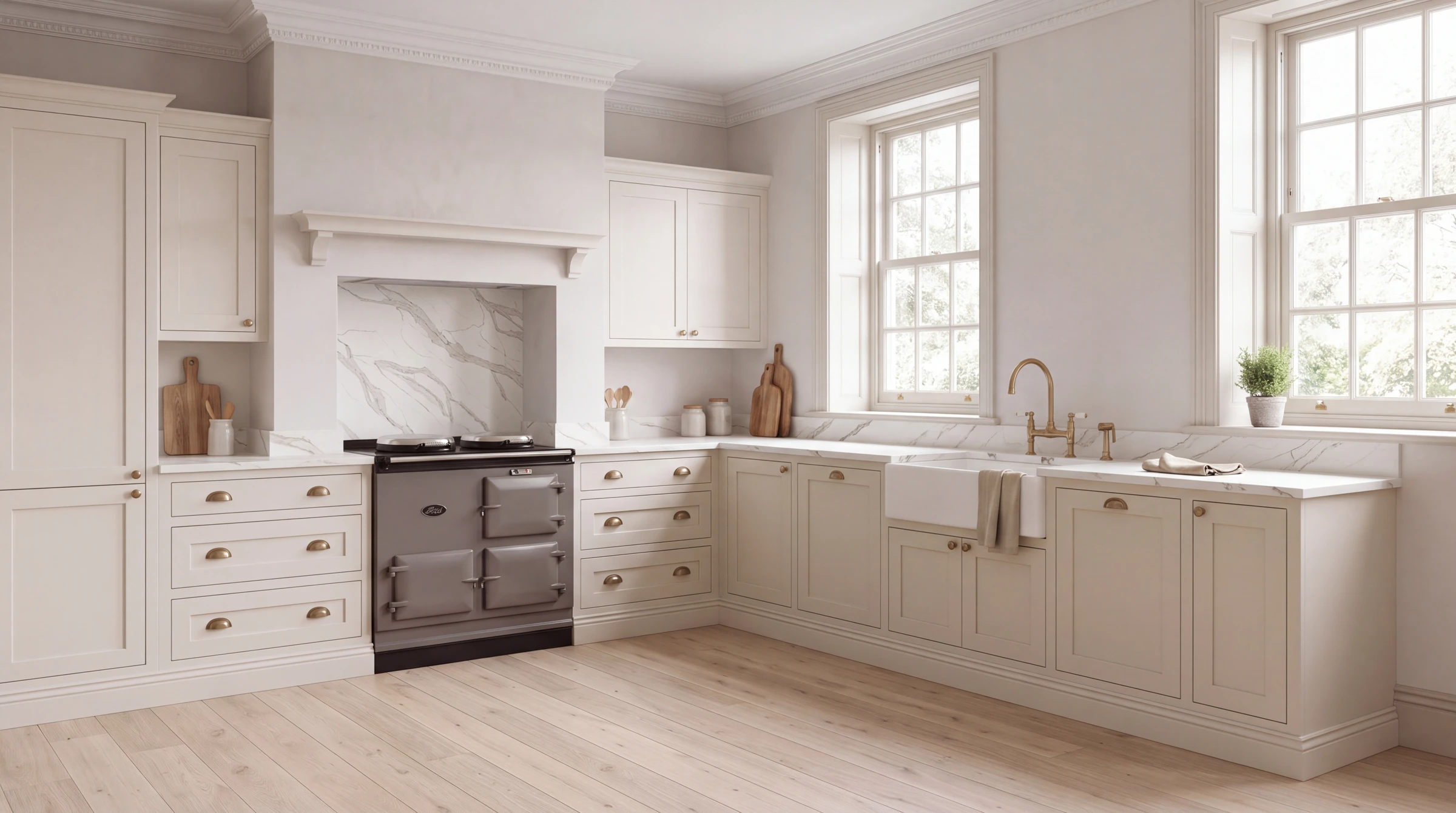Tala Gold l-shaped kitchen, AI-generated design concept