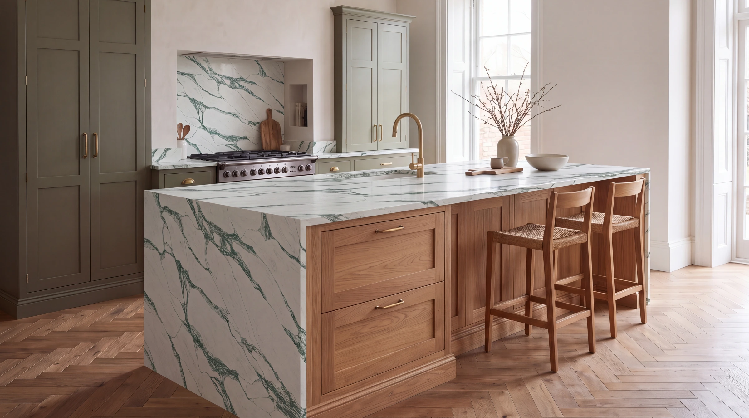 Verde kitchen island, AI-generated design concept