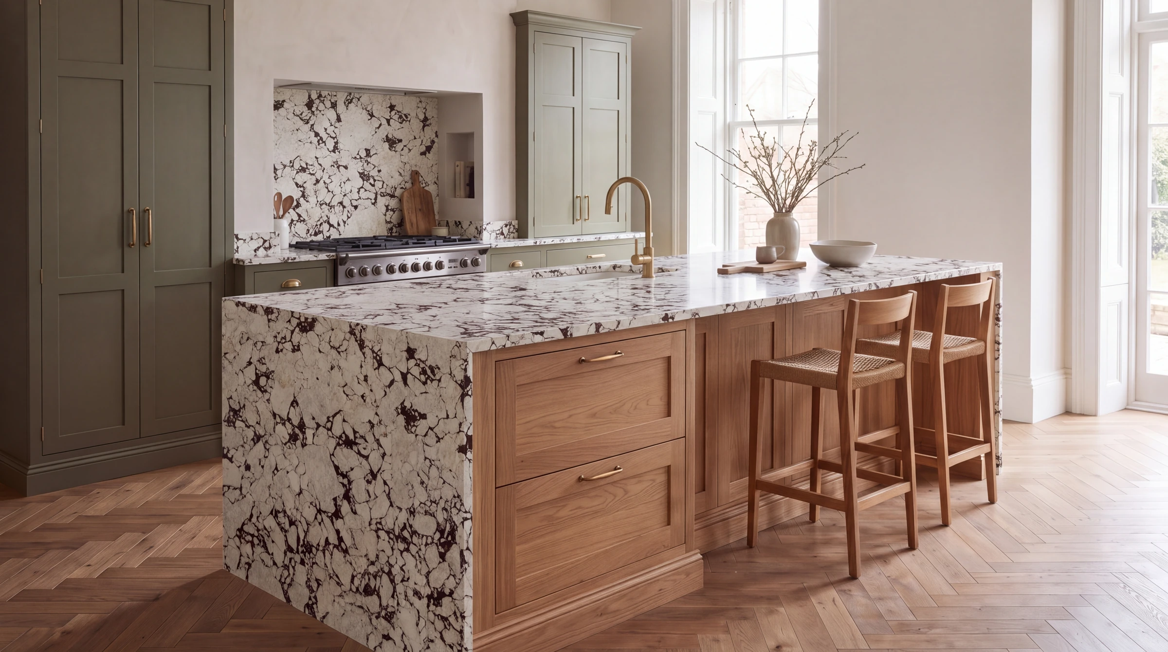 Viola kitchen island, AI-generated design concept