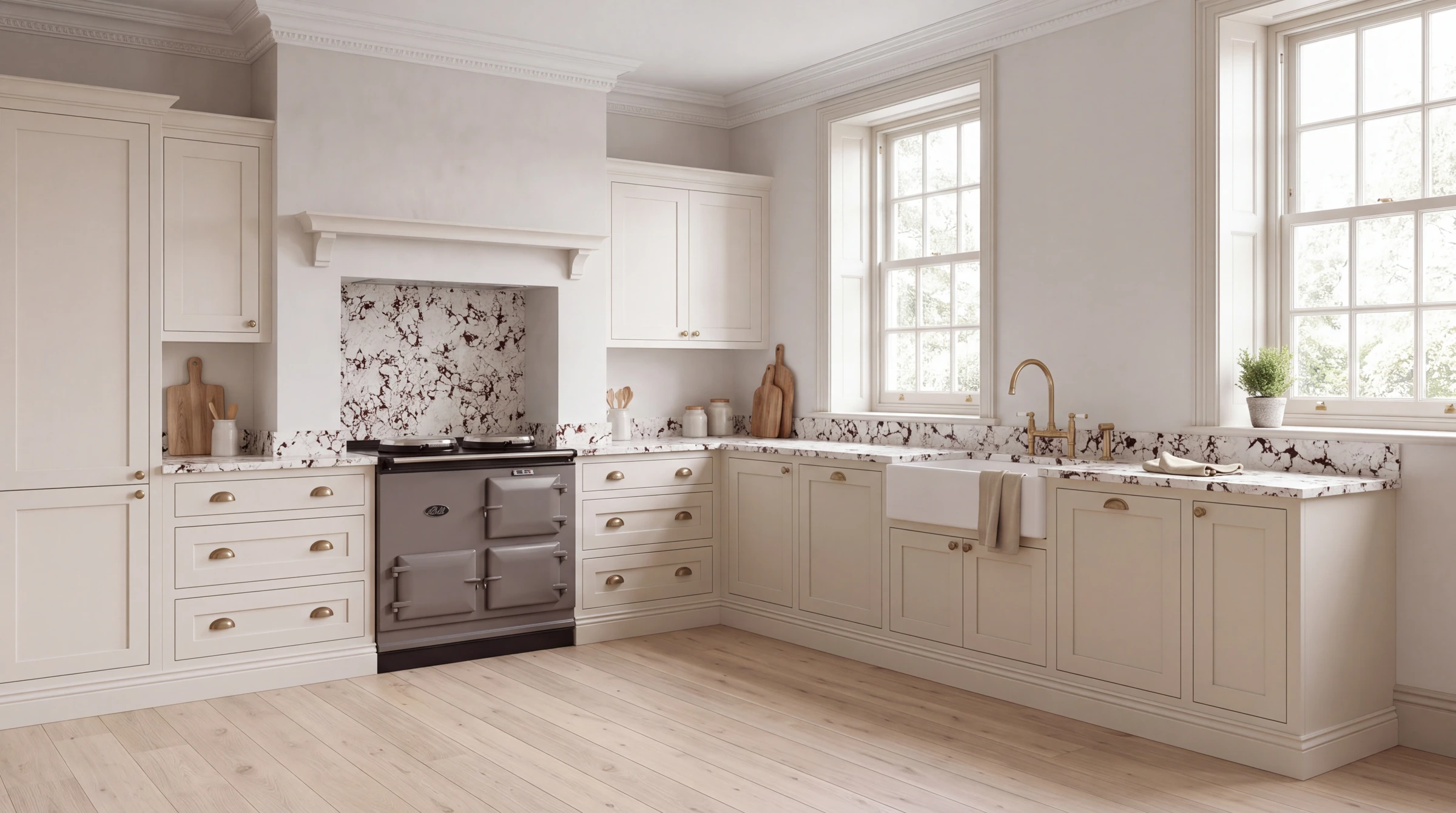 Viola l-shaped kitchen, AI-generated design concept